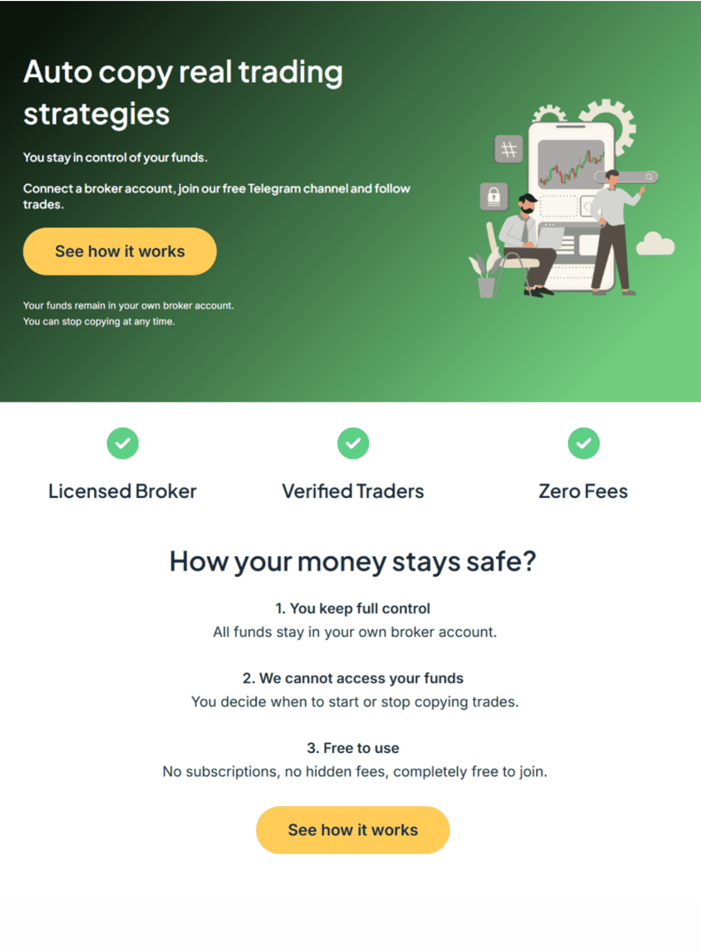 Projekt strony landing page dla branży tradingowej